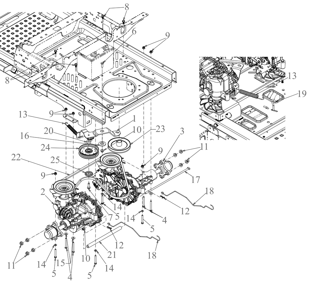 Drive Diagram and Parts List for Z-FORCESX54KW (47RIDGJC010)(2022) Cub Cadet Lawn Tractor